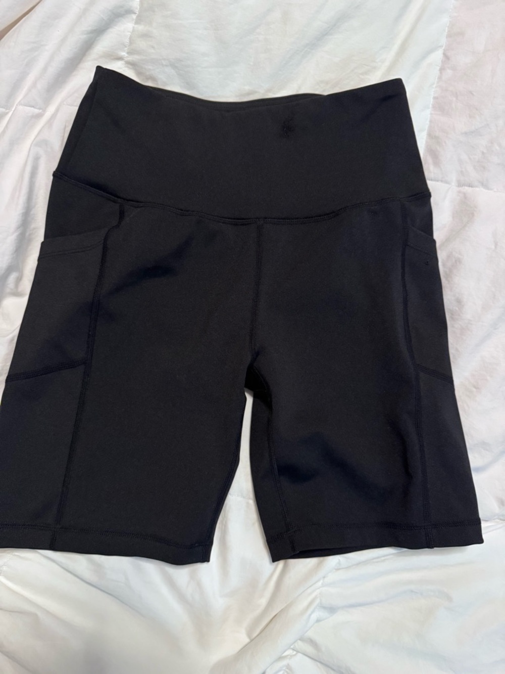 Women's High-Waist Black Bike Shorts with Side Pockets